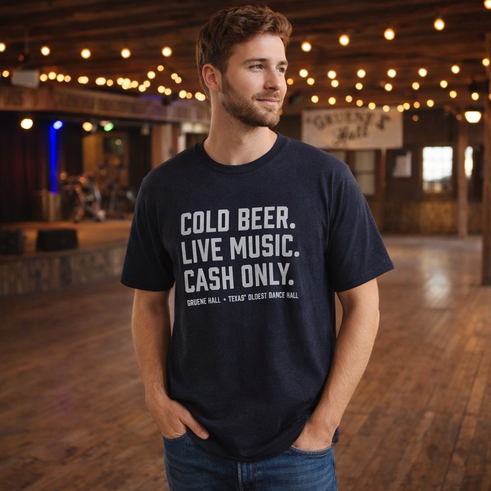 Gruene Hall Cash Only Texas Dance Hall Graphic T-Shirt Size Large